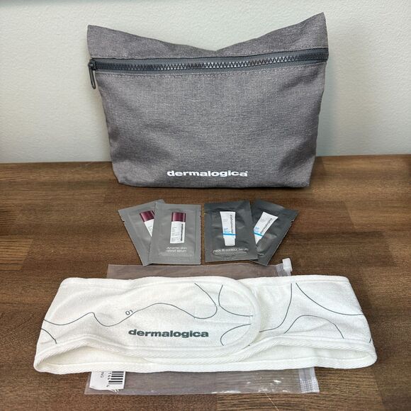 Dermalogica Bundle Makeup Bag Headband Retinol Serum Neck Contour Sample Sachets - Picture 1 of 16